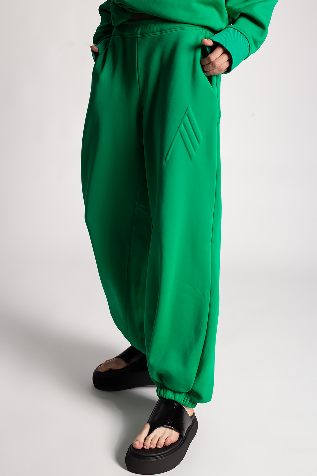 Green Sweatpants with logo The Attico Greystone Stretch Sateen